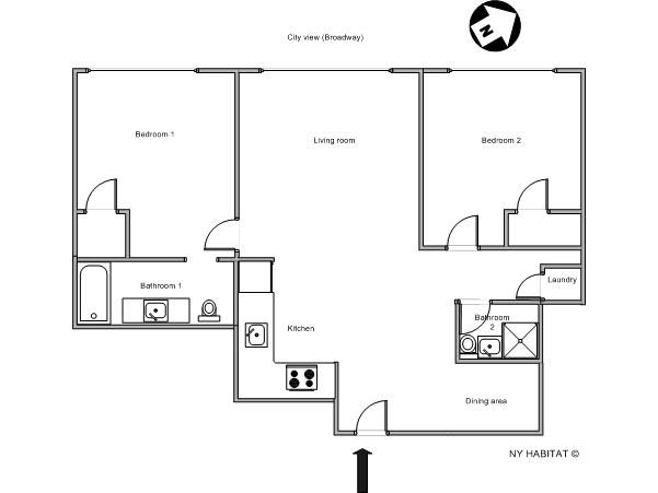 Nueva York 2 Dormitorios apartamento - esquema 