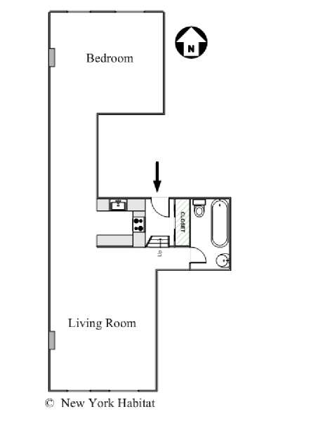 New York T2 logement location appartement - plan schématique  (NY-12100)