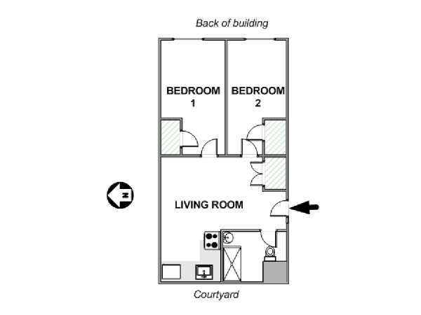 New York 2 Camere da letto appartamento - piantina approssimativa dell' appartamento  (NY-12120)