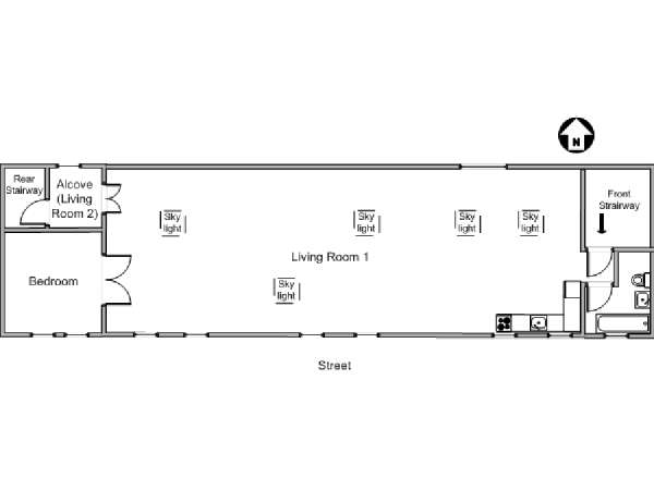 New York 1 Camera da letto - Loft appartamento - piantina approssimativa dell' appartamento  (NY-12138)