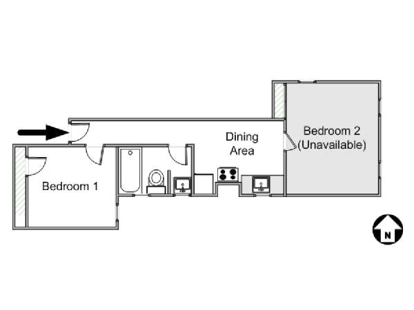New York 2 Camere da letto affitto bed breakfast - piantina approssimativa dell' appartamento  (NY-12198)