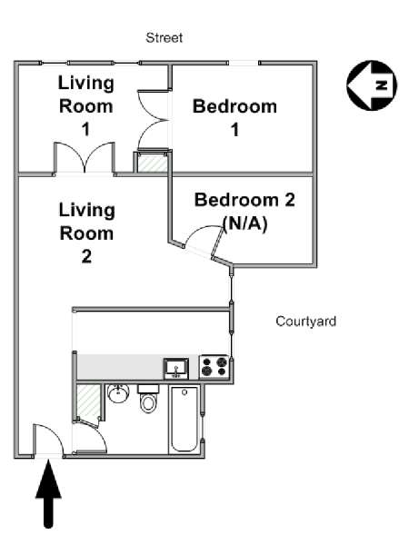 New York 2 Bedroom roommate share apartment - apartment layout  (NY-12311)