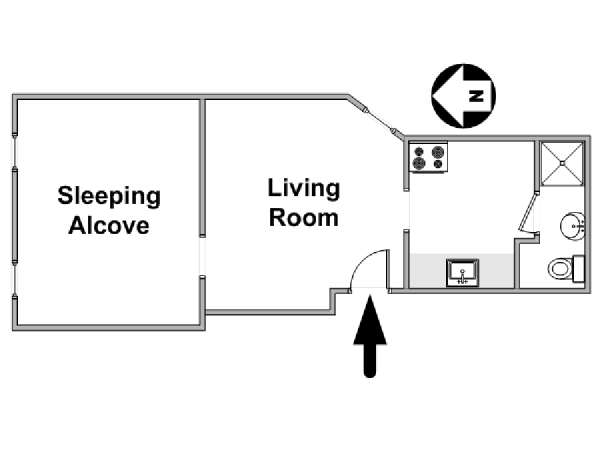 New York Grande monolocale appartamento - piantina approssimativa dell' appartamento  (NY-12360)