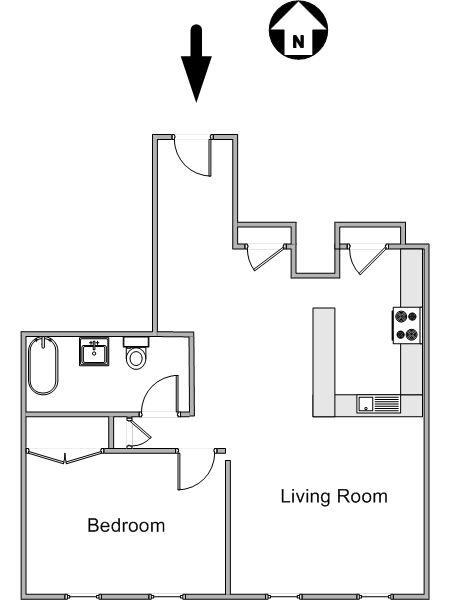 New York 1 Camera da letto appartamento casa vacanze - piantina approssimativa dell' appartamento  (NY-12404)