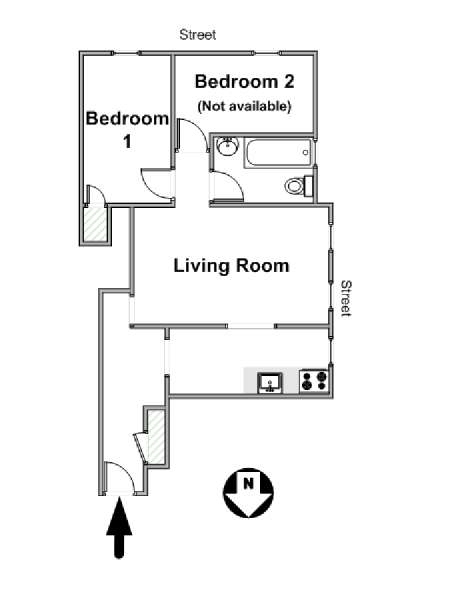 New York T3 appartement colocation - plan schématique  (NY-12443)