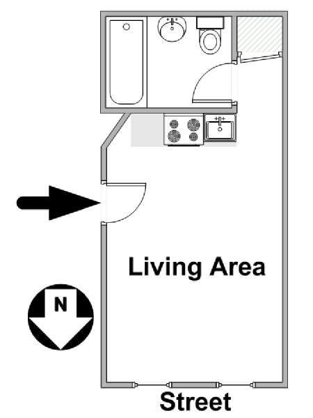 New York Studio T1 logement location appartement - plan schématique  (NY-12454)
