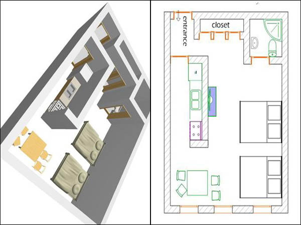 New York Studio accommodation - layout  (NY-12460)