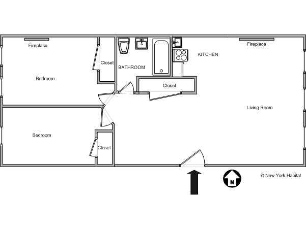 New York 2 Bedroom accommodation - layout  (NY-12491)