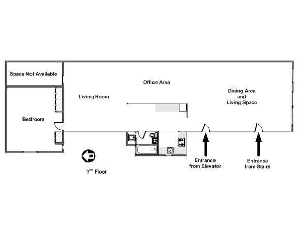 New York 1 Bedroom - Loft apartment - apartment layout  (NY-12508)
