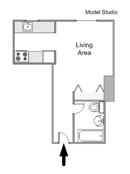 New York Studio T1 logement location appartement - plan sch&eacute;matique  (NY-12543)