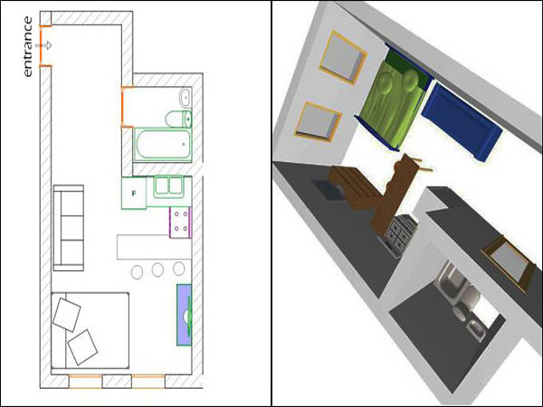 New York Studio T1 appartement location vacances - plan sch&eacute;matique  (NY-12563)