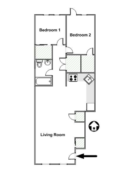 New York 2 Camere da letto stanza in affitto - piantina approssimativa dell' appartamento  (NY-12585)