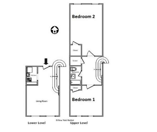 New York 2 Bedrooms - Duplex  accommodation bed breakfast - layout 