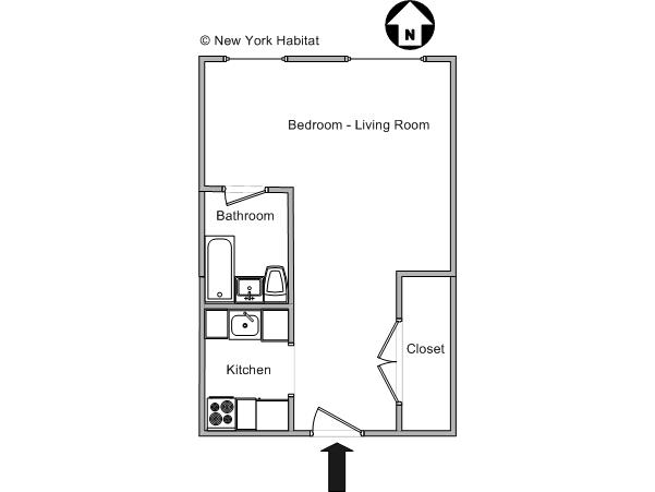 New York Studio/T1 logements location appartements - plan schématique New York Studio/T1 logements location appartements - plan schématique