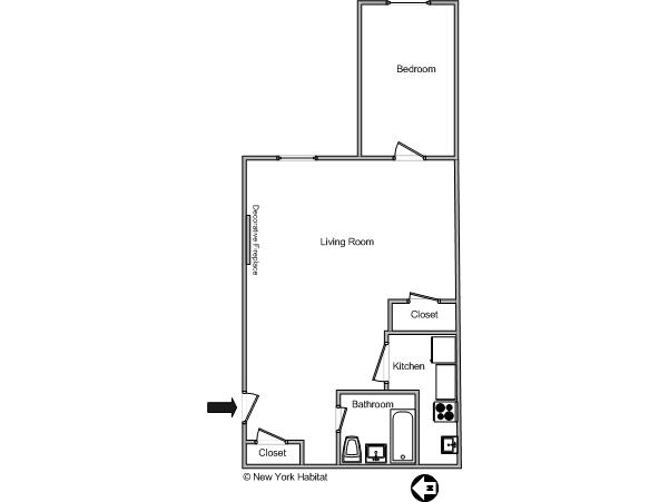 New York 1 Camera appartamento - layout 