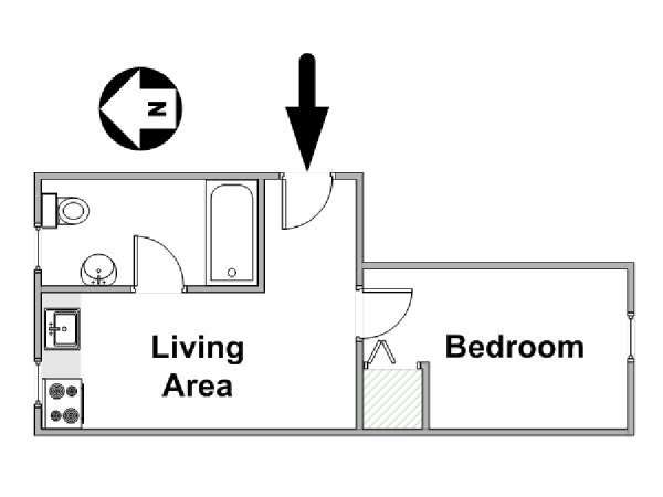 New York 1 Camera da letto appartamento - piantina approssimativa dell' appartamento  (NY-12645)