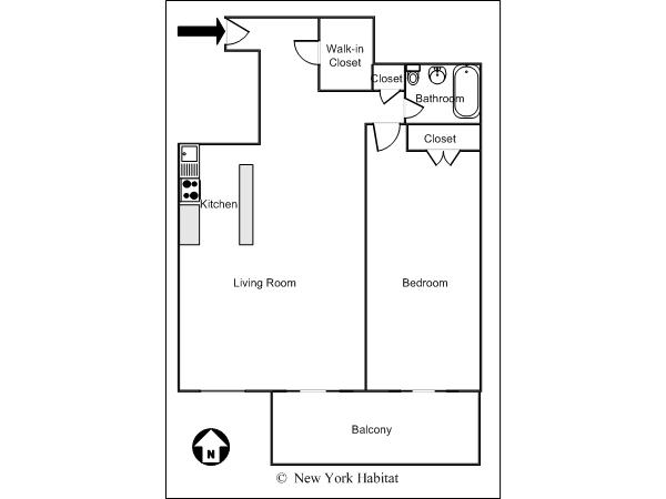 New York 1 Bedroom apartment - layout  (NY-12681)