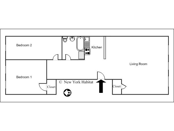 New York 2 Bedroom apartment - layout  (NY-12689)