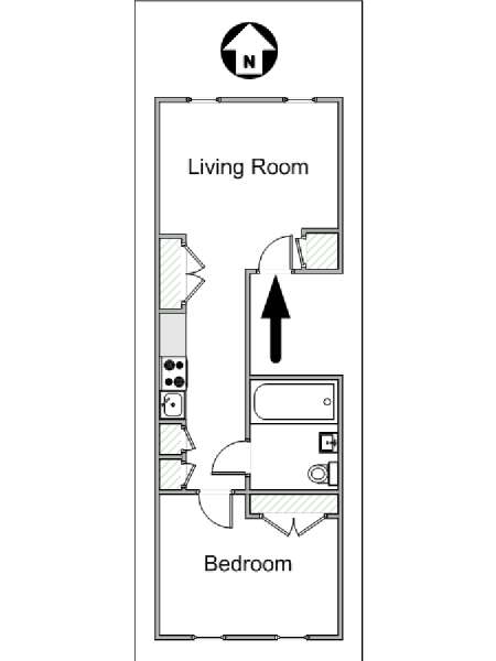 New York 1 Camera da letto appartamento - piantina approssimativa dell' appartamento  (NY-12698)