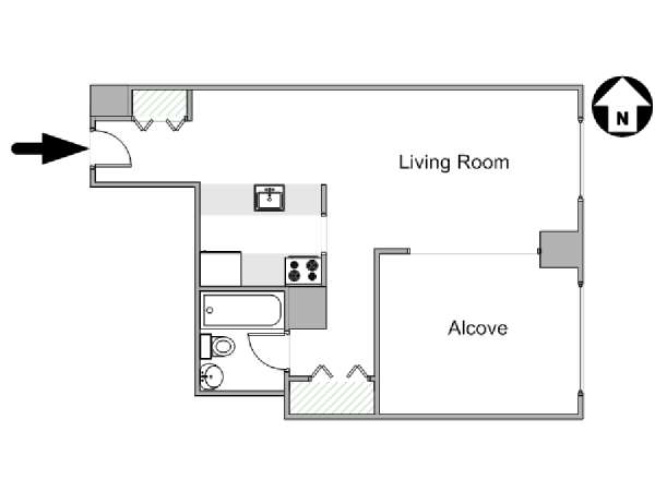 New York Studio avec Alcôve T1 logement location appartement - plan schématique  (NY-12699)