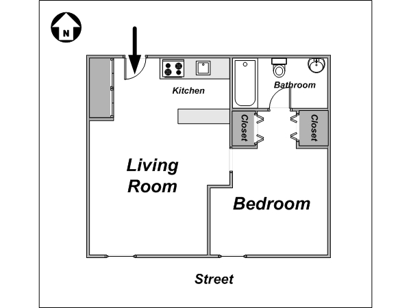 New York T2 logement location appartement - plan sch&eacute;matique  (NY-12704)