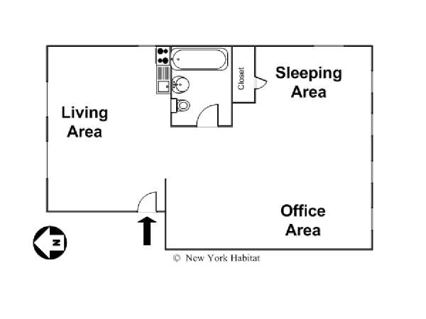 New York 1 Camera da letto - Loft appartamento casa vacanze - piantina approssimativa dell' appartamento  (NY-12706)