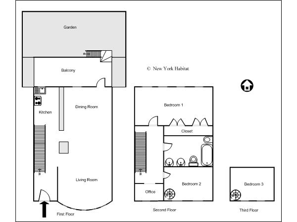 Nueva York 3 Dormitorios - Tr&iacute;plex apartamento - esquema  (NY-12721)