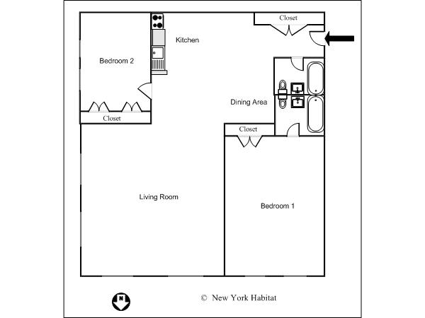 New York T3 appartement location vacances - plan sch&eacute;matique  (NY-12731)