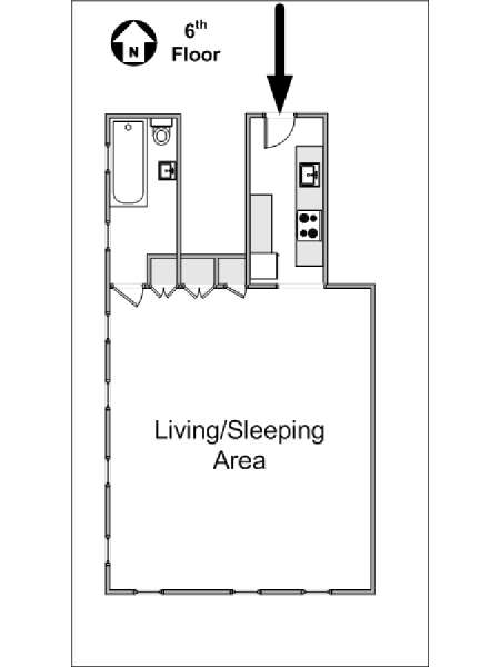 New York Studio T1 - Loft appartement location vacances - plan sch&eacute;matique  (NY-12743)