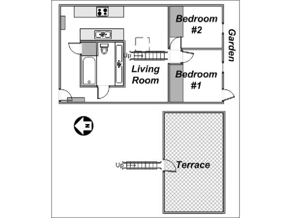 New York 2 Camere da letto appartamento - piantina approssimativa dell' appartamento  (NY-12775)