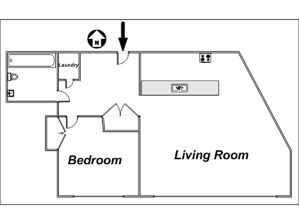 New York 1 Camera da letto appartamento - piantina approssimativa dell' appartamento  (NY-12791)