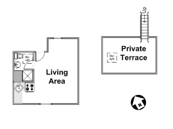 New York Monolocale appartamento - piantina approssimativa dell' appartamento  (NY-12814)