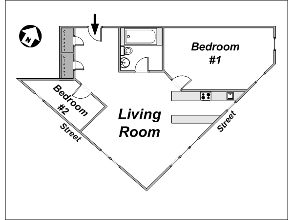 Nueva York 2 Dormitorios apartamento - esquema  (NY-12828)