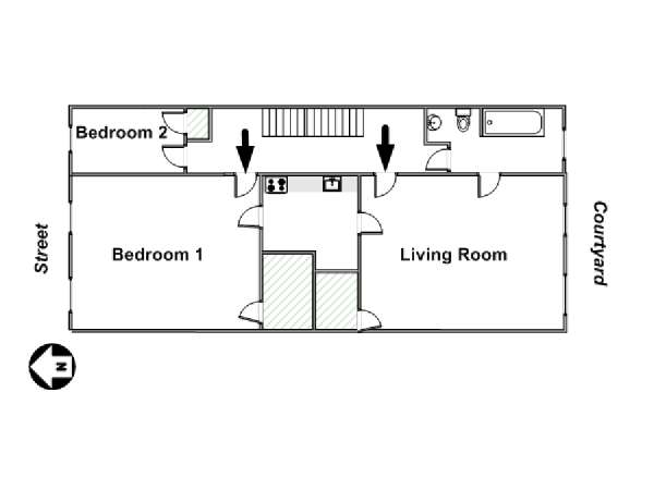 New York 1 Camera da letto appartamento casa vacanze - piantina approssimativa dell' appartamento  (NY-12840)