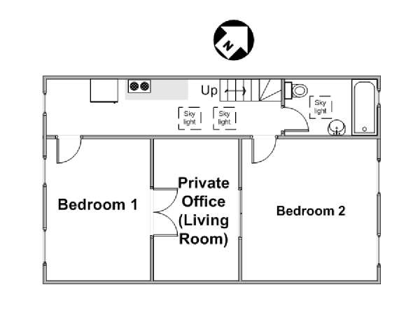 New York 2 Camere da letto stanza in affitto - piantina approssimativa dell' appartamento  (NY-12845)