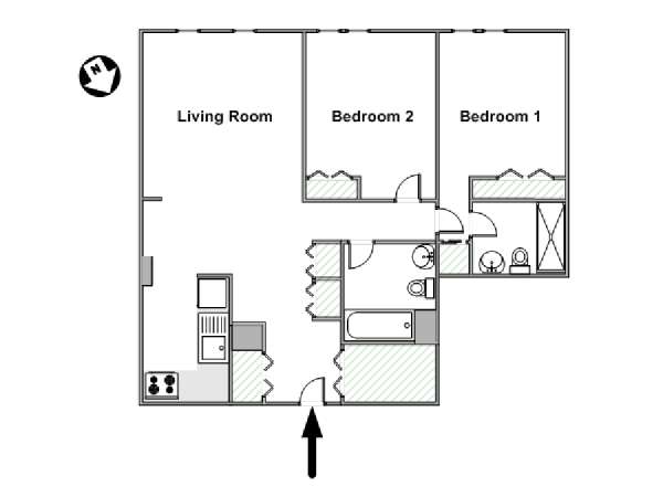 New York 2 Camere da letto appartamento - piantina approssimativa dell' appartamento  (NY-12846)