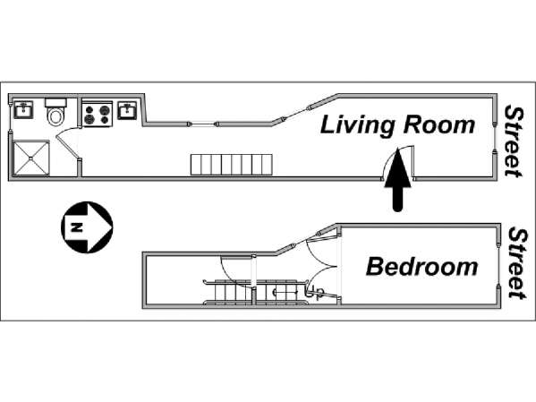 New York T2 - Duplex appartement location vacances - plan sch&eacute;matique  (NY-12849)