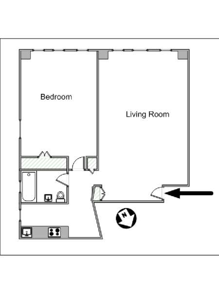 New York 1 Camera da letto appartamento - piantina approssimativa dell' appartamento  (NY-12852)