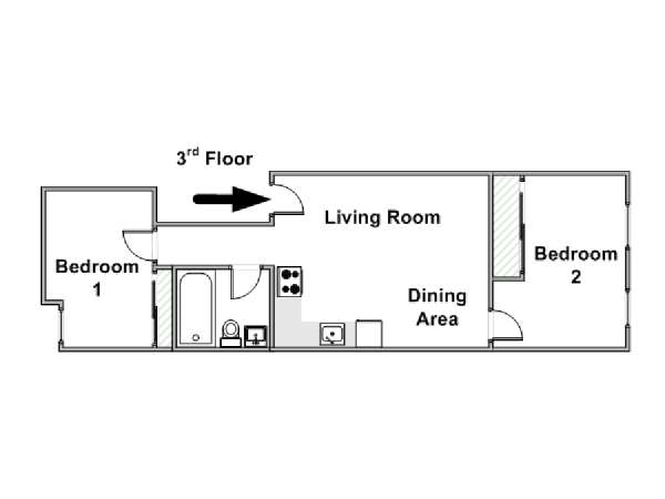 New York 2 Bedroom accommodation - layout  (NY-12854)
