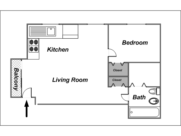 New York T2 logements location appartements - plan sch&eacute;matique  (NY-12862)