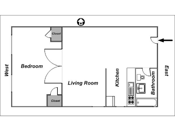 New York 1 Bedroom apartment - apartment layout  (NY-12864)