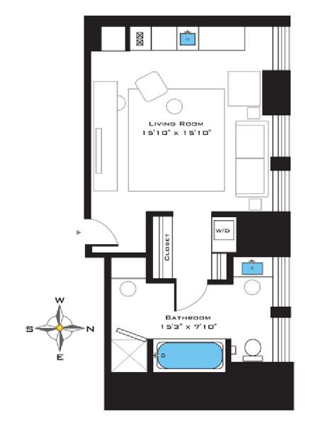New York Monolocale appartamento - layout (NY-12883) New York Monolocale appartamento - layout (NY-12883)