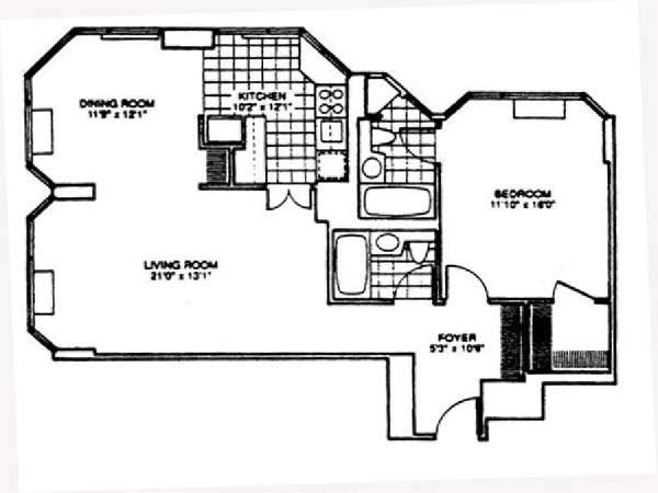 New York 2 Zimmer wohnungsvermietung - layout (NY-12894) New York 2 Zimmer wohnungsvermietung - layout (NY-12894)