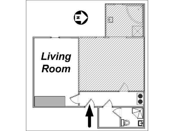 New York Monolocale affitto bed breakfast - piantina approssimativa dell' appartamento  (NY-12948)