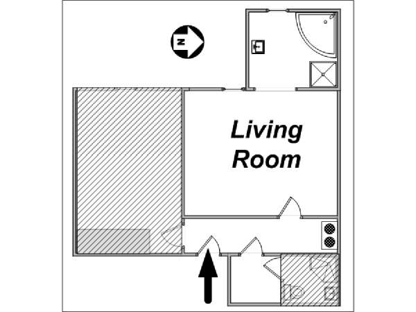 New York Studio T1 appartement bed breakfast - plan schématique  (NY-12950)