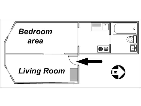 New York Monolocale appartamento casa vacanze - piantina approssimativa dell' appartamento  (NY-12976)