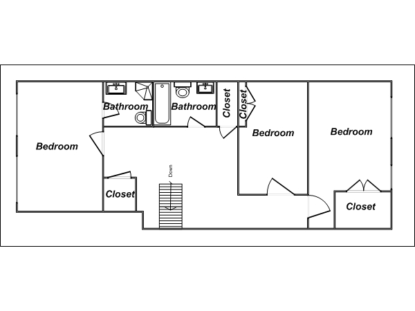 New York 3 Bedroom accommodation - layout 2 (NY-12977)