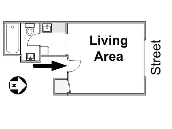 New York Monolocale appartamento - piantina approssimativa dell' appartamento  (NY-12978)