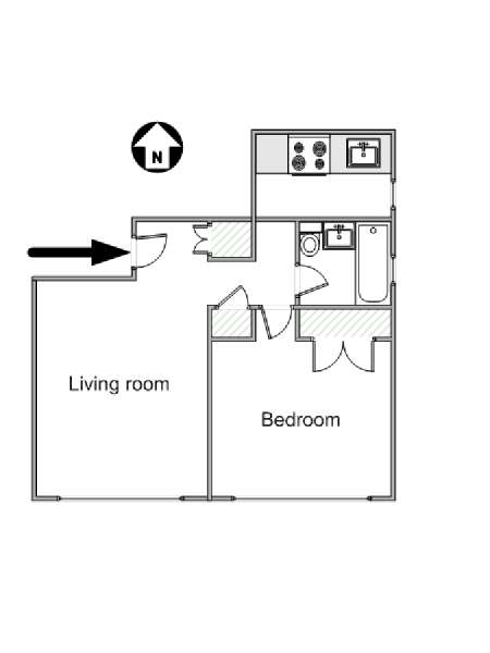New York 1 Camera da letto appartamento - piantina approssimativa dell' appartamento  (NY-14011)