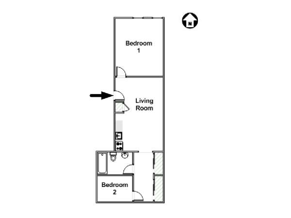 New York 2 Bedroom roommate share apartment - apartment layout  (NY-14017)